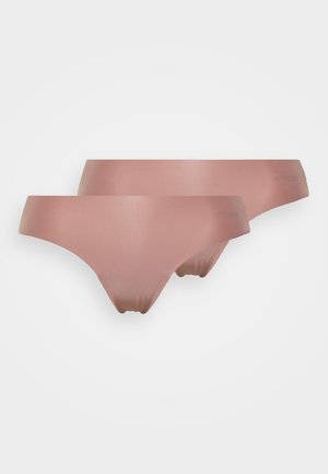 Mutande hipster rosa senza cuciture in un tessuto morbido ed elastico. Presenta un'ampia fascia in vita e un design minimalista senza cuciture visibili.