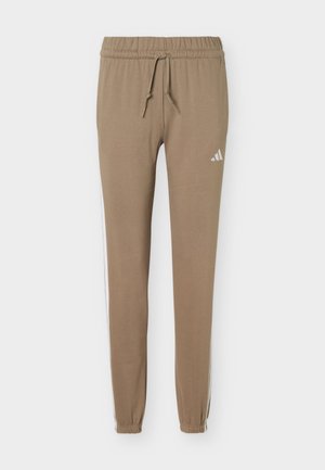 adidas Sportswear, ESSENTIALS 3 STRIPES CUFFED PANTS - Verryttelyhousut - khaki six/white