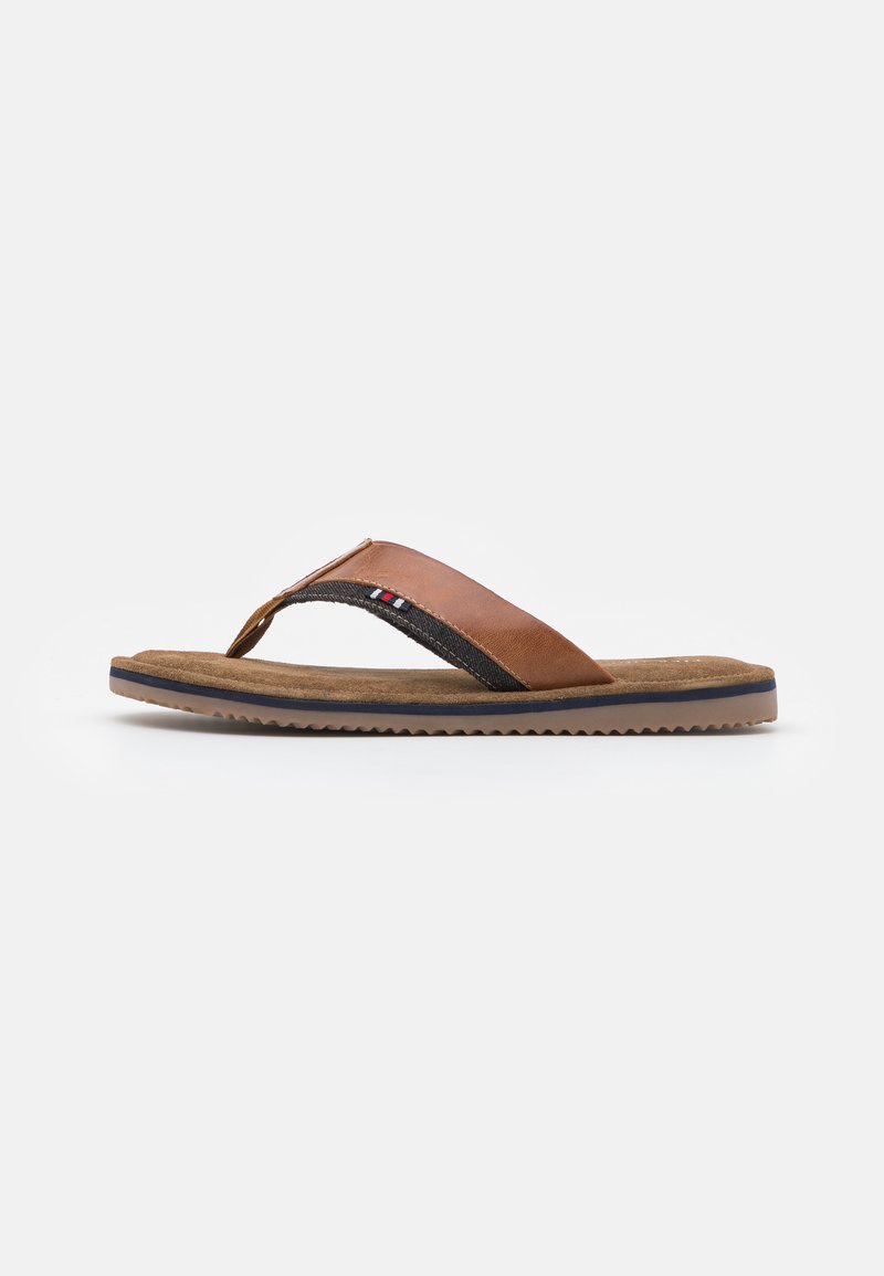 Pier One - LEATHER - T-bar sandals - cognac, Enlarge