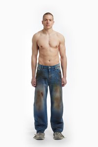 FAVELA CUTLINE UNISEX - Løst sittende jeans - blue dirt washed