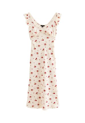 New Look, ROSE PRINT LACE TRIM TEA MIDI DRESS - Jurk - off white