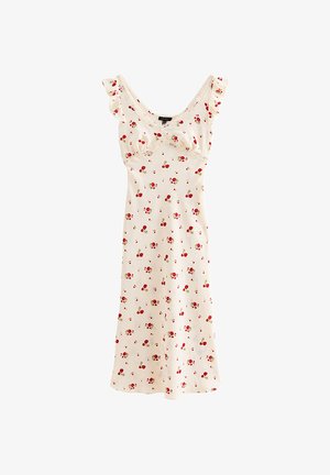 New Look, ROSE PRINT LACE TRIM TEA MIDI DRESS - Vestido informal - off white