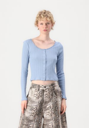 POINTELLE SCOOP CARDI - Cardigan - blue suede