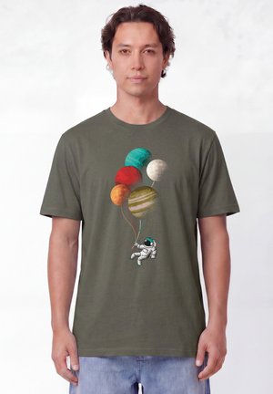 watapparel, BALLOON SPACEMAN UNISEX - Print T-shirt - khaki