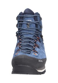 Stivale da trekking blu con tessuto testurizzato, punta in gomma, componenti in plastica e lacci dai colori brillanti. Caratterizzato da una suola resistente per una buona aderenza.