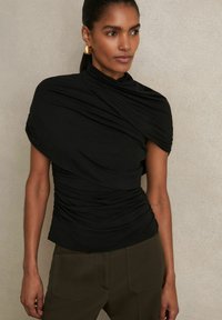 Reiss REGULAR FIT - ZURI STRETCH DRAPED - Triko s potiskem - black