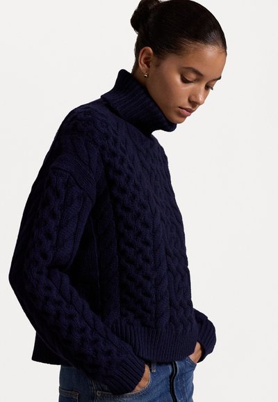 Polo Ralph Lauren ARAN-KNIT ALPACA-BLEND TURTLENECK - Džemperis - hunter navy