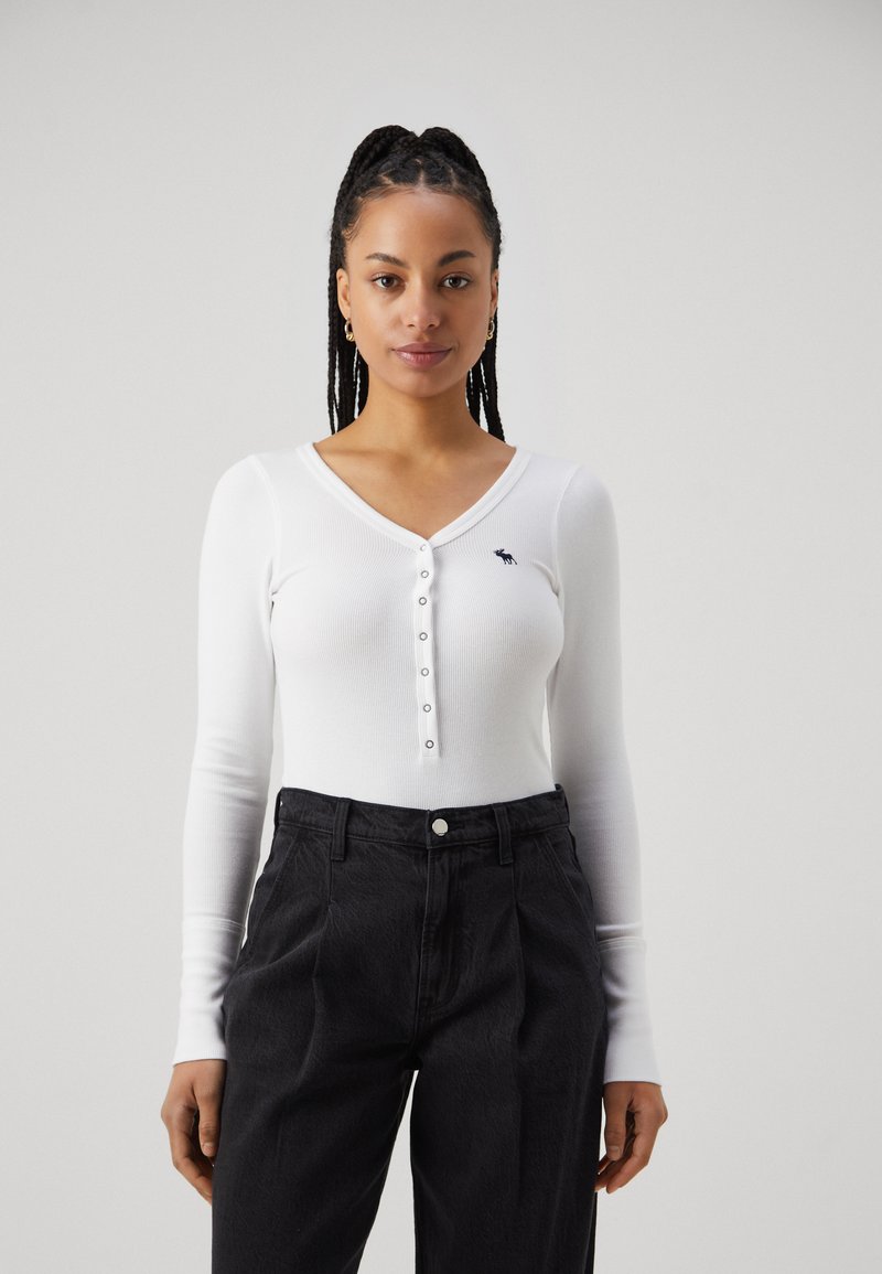 Abercrombie & Fitch ICON HENLEY - Maglietta a manica lunga - white