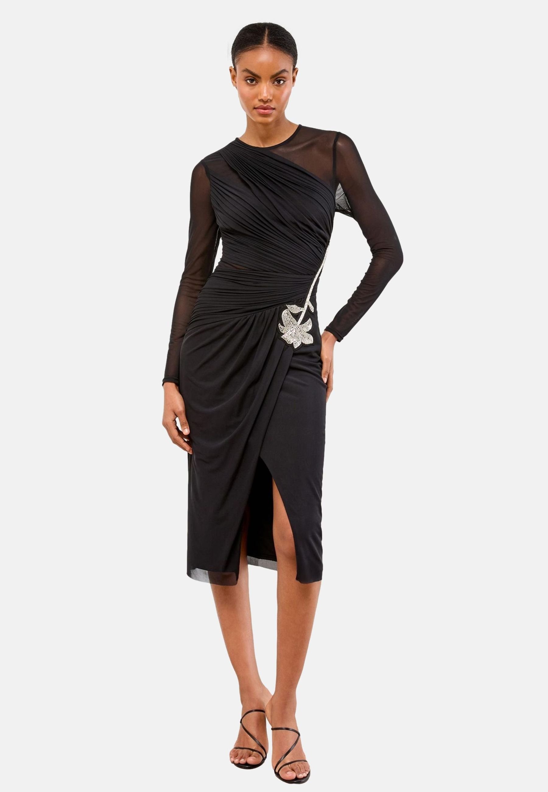 sachin and babi light blue dress John zack – Long Sleeve One Shoulder Maxi Dress – Black – Black main image 0