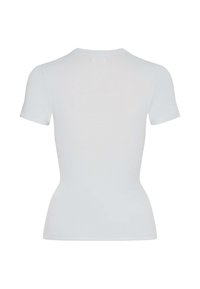 T-shirt bianco a maniche corte con scollatura rotonda. Realizzato in un tessuto morbido, presenta una forma aderente e orli senza cuciture.