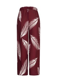 Cloud 5ive SOMMER MIT WEITEM BEINSCHNITT UND FEDERPRINT - Pantaloni - bordeaux