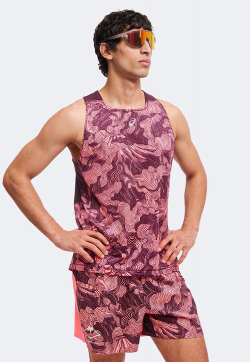 ASICS FUJITRAIL SINGLET - Top - blazing coral/dark aubergine — photo 4