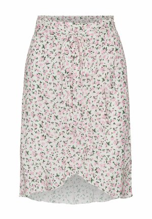 AMERICANDREAMS, MILLY WRAP SKIRT SHORT - Φούστα σε γραμμή Α - white pink flower