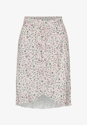 AMERICANDREAMS, MILLY WRAP SKIRT SHORT - Φούστα σε γραμμή Α - white pink flower