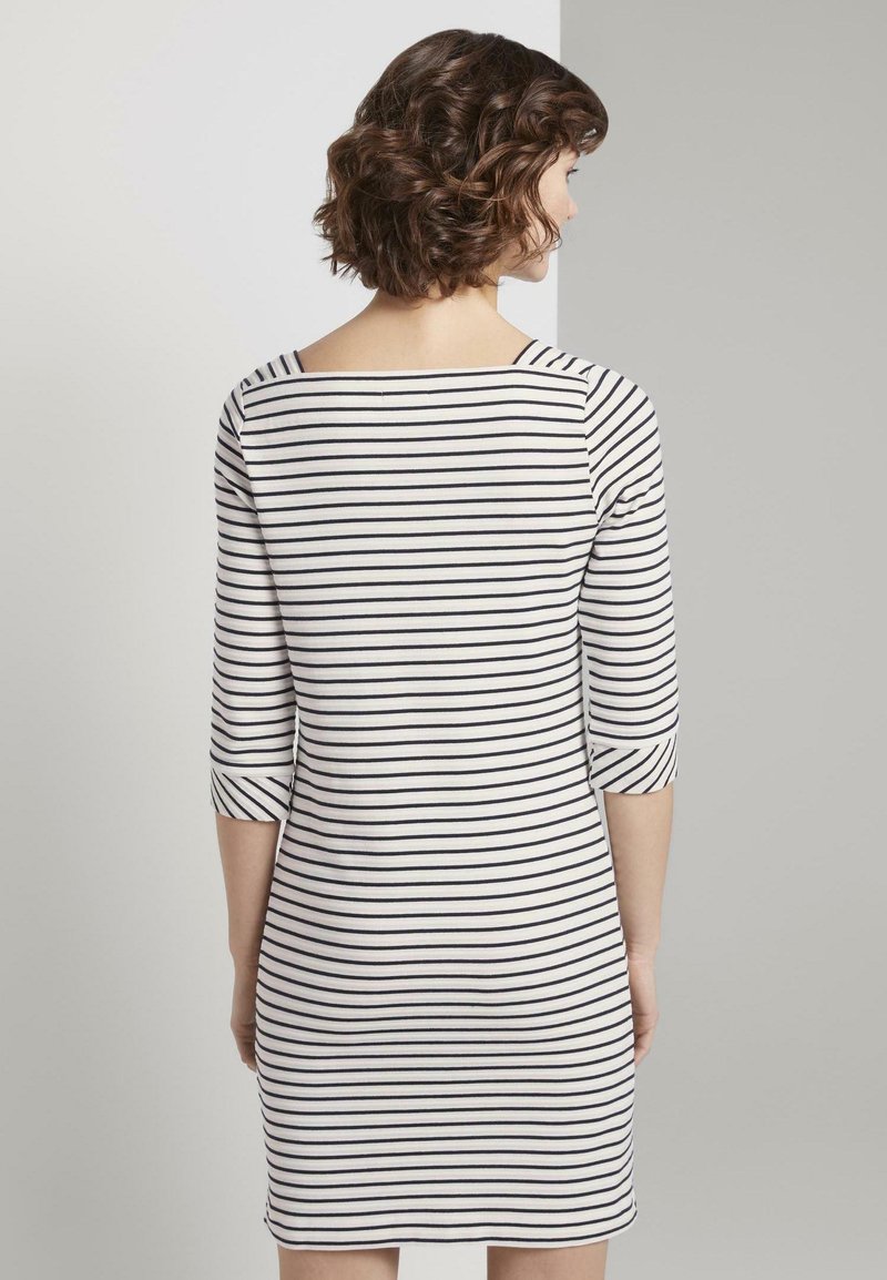 Tom Tailor Kleider Jumpsuits Maritimes Kleid Mit Streifen Freizeitkleid Off White Navy Offwhite Zalando De 