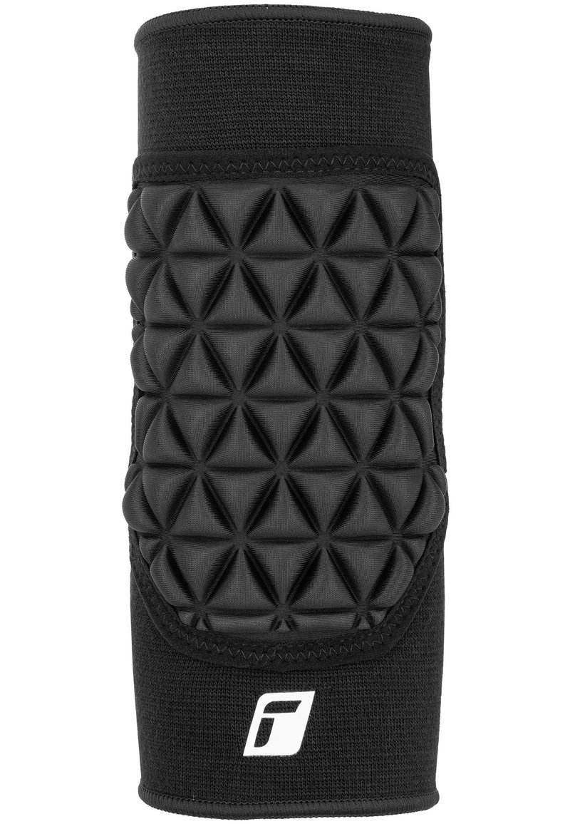 Sort atletisk armsleeve med et struktureret, hævet diamantmønster. Fremstillet af strækbart materiale med forstærkede kanter og et logo.