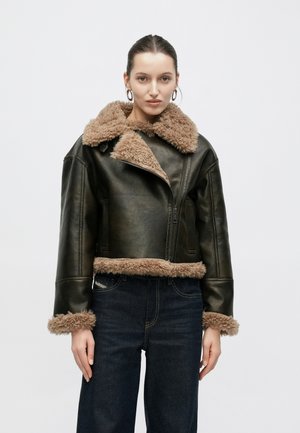 YOLENE BIKER - Kunstlederjacke - espresso brown