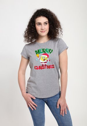 Henry Tiger SPONGEBOB SQUAREPANTS MERRY CHRISTMAS SANTA SPONGEBOB - Camiseta estampada - melange grey