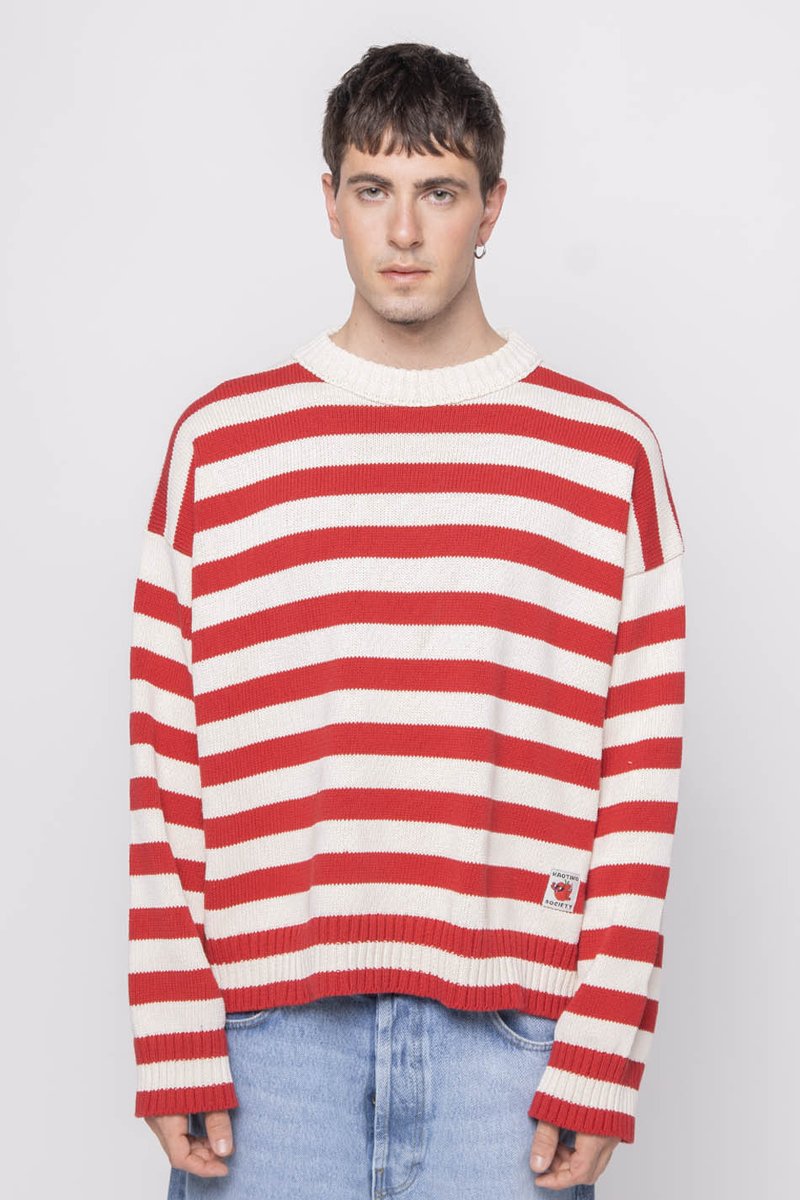 Kaotiko STRIPES SOCIETY UNISEX - Pulóver - ivory/red
