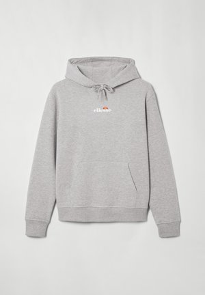 Grijze sweatshirt met capuchon, trekkoord, voorzak en wit "ellesse" logo. Gemaakt van zachte, getextureerde stof met geribde manchetten.