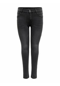 Zwarte skinny jeans van denim. Heeft een normale taillehoogte, twee voorzakken en een schone uitstraling zonder zichtbare slijtage of versieringen.