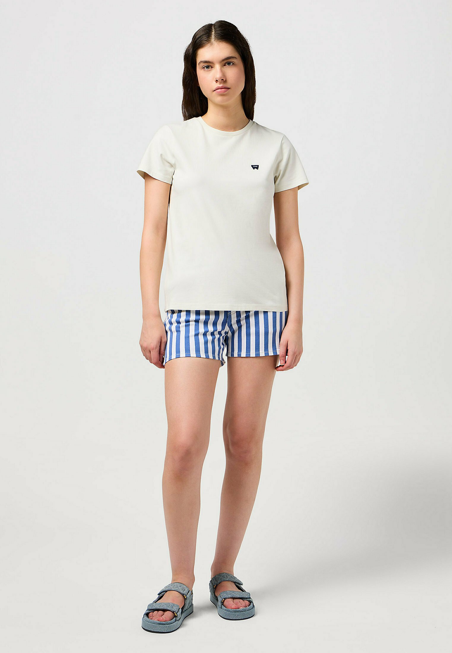 売れ筋商品|||イチ Tシャツ レディース トップス IHCAMINO - Basic T-shirt - cloud dancer w multi ICHI IHCAMINO - T-Shirt basic - cloud dancer w multi/weiß