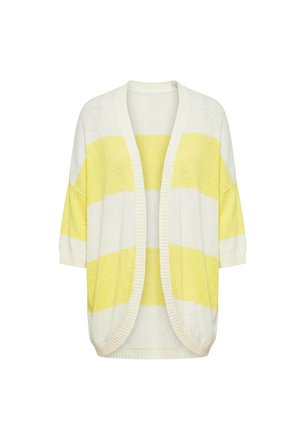 Ulla Popken, STRIPED 3/4 SLEEVE EGG-SHAPED CARDIGAN - Cardigan - vanilla