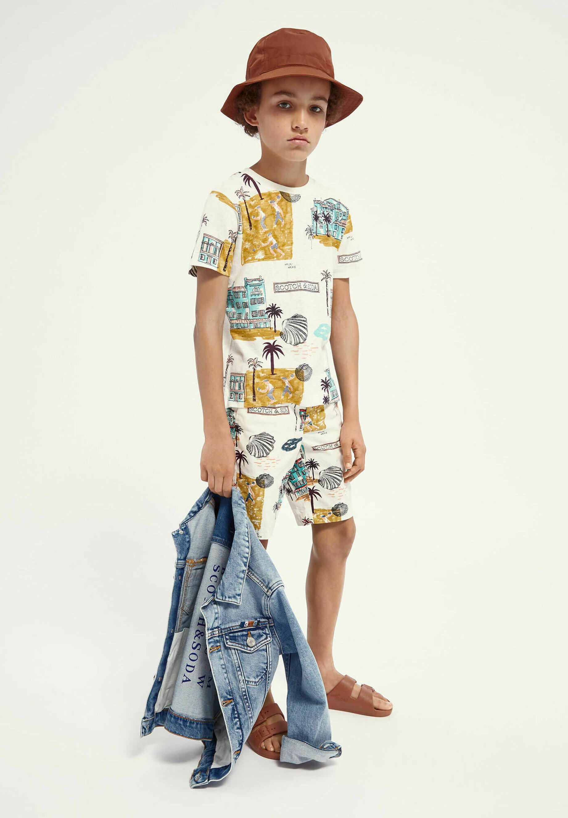 Scotch Soda Jungen T Shirt Print Weiss Zalando De 