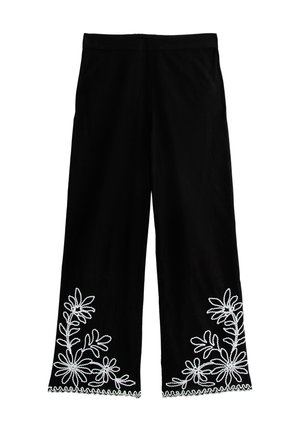 New Look FLORAL EMBROIDERED STRAIGHT LEG - Broek - black pattern