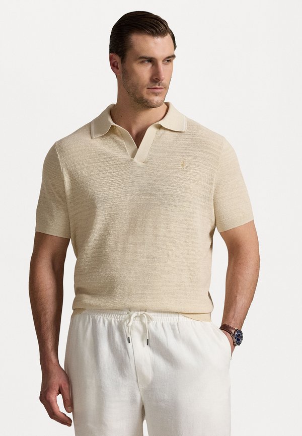 TEXTURED COTTON-LINEN SWEATER - Polo shirt - full cream