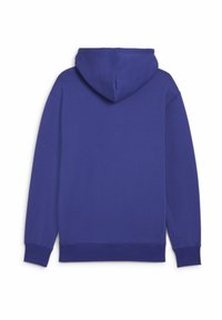 Felpa viola con cappuccio regolabile, polsini e orlo a coste. Realizzata in tessuto morbido, con una texture liscia e uniforme sul retro.