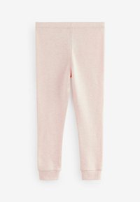 Lichtroze leggings met een zachte textuur, met een getailleerd ontwerp en elastische tailleband, die naar de enkels toe taps toelopen met omslagboorden.