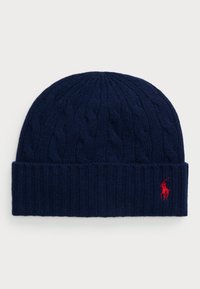CABLE KNIT MERINO WOOL BLEND BEANIE - Muts - newport navy