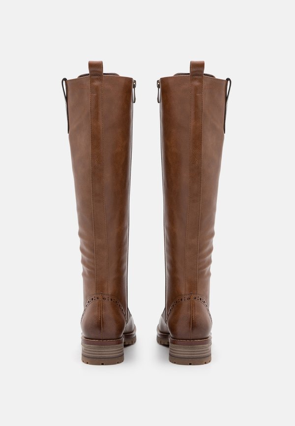 Lace-up boots - cognac combination2