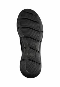 Semelle de chaussure en caoutchouc noir avec un motif texturé, comportant des rainures et des crêtes pour une meilleure adhérence. Taille indiquée comme 37.