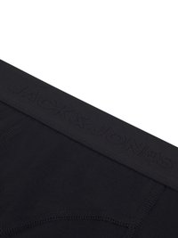 Boxers negros con una cinturilla texturizada y el nombre de la marca "JACK & JONES" en relieve. Tejido suave con puños elásticos y costuras.