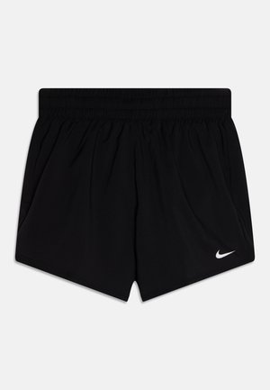 Crne sportske kratke hlače s elastičnim pojasom. Izrađene od laganog materijala, s malim bijelim Nike logotipom na donjoj lijevoj strani.