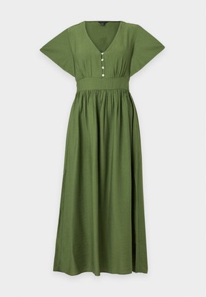 New Look, FRILL SLEEVE V NECK MIDI - Robe de jour - khaki