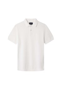 Polo shirt bianco in cotone con maniche corte, colletto con tre bottoni e logo discreto sul petto. Tessuto morbido e design a vestibilità standard.