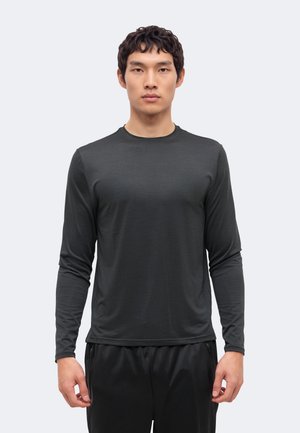 Pier One Sport by Zalando, ESSENTIAL TRAINING REGULAR FIT SPACE DYE MESH LONG SLEEVE TOP - Блуза с дълги ръкави - black