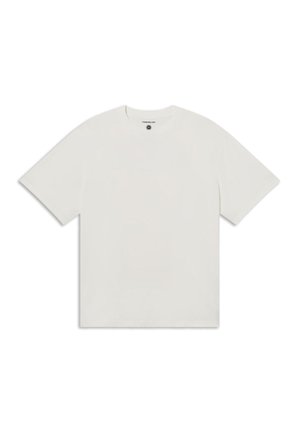 White short-sleeve t-shirt made from soft cotton. Features a round neckline and a relaxed fit. Minimal branding visible below the collar.
