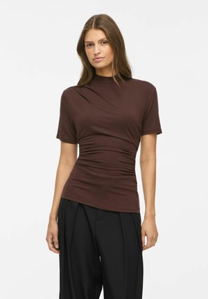 VILA, SHORT SLEEVED TOP VIPINNA HIGH NECK - T-shirt basique - coffee bean