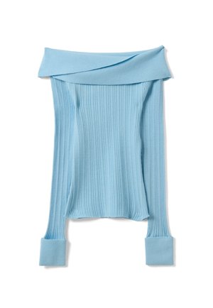 OVS, FITTED BOAT-NECK TOP - Jersey de punto - baby blue