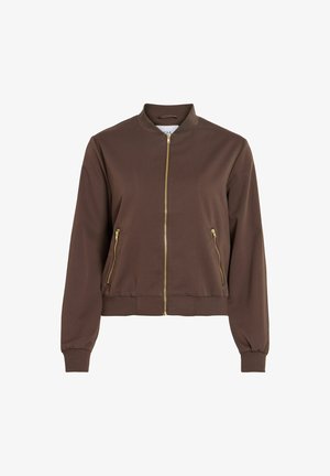 VILA, BOMBER JACKET VIBUBBLE ZIPPER - Bombera - chocolate brown
