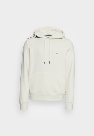 Kapuzensweatshirt aus off-white Baumwolle, mit einer Vordertasche, Kordelzügen und einem kleinen gestickten Logo. Weiche Textur und lässiges Design.