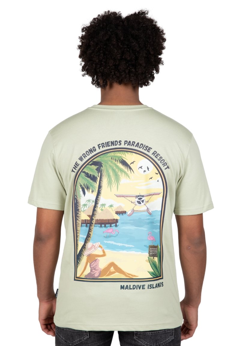 Wrong Friends MALDIVES  - Triko s potiskem - light green