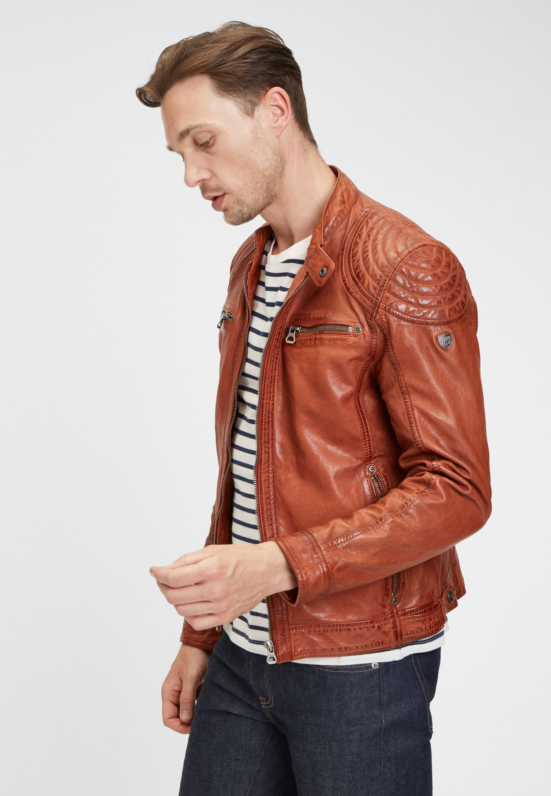 Gipsy BARLO - Leren jas - cognac - Zalando.nl