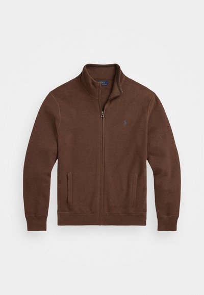 Polo Ralph Lauren MESH KNIT COTTON FULL ZIP SWEATER - Kofta - dark roast melange