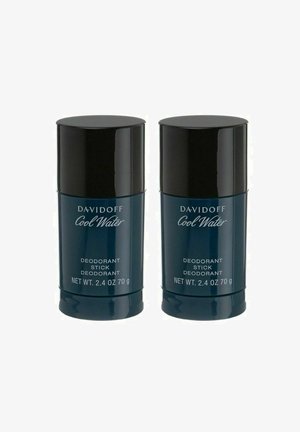 To stk Davidoff Cool Water deodorant, hver på 68 g, med en mørkeblå plastikbeholder og et sort låg. Tekst vist på forsiden.