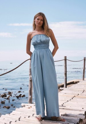 Next, TALL FIT - BANDEAU SHIRRED DENIM JUMPSUIT - Haalari - dark blue